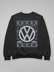 All + Every Black Black Volkswagen Christmas Festive Logo Mens Sweatshirt - Image 3 of 4