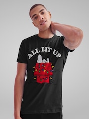 All + Every Black Peanuts Christmas All Lit Up Snoopy Mens 100% Cotton T-Shirt - Image 2 of 4