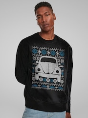 All + Every Black Volkswagen Christmas Beetle Knit Pattern Mens Sweatshirt - Image 1 of 4