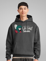 All + Every Grey Looney Tunes Christmas Marvin Seasons Greetings Earthlings Mens Hooded Sweatshirt - Image 1 of 4