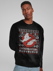 All + Every Black No Ghost Christmas Knit Mens Sweatshirt - Image 1 of 4