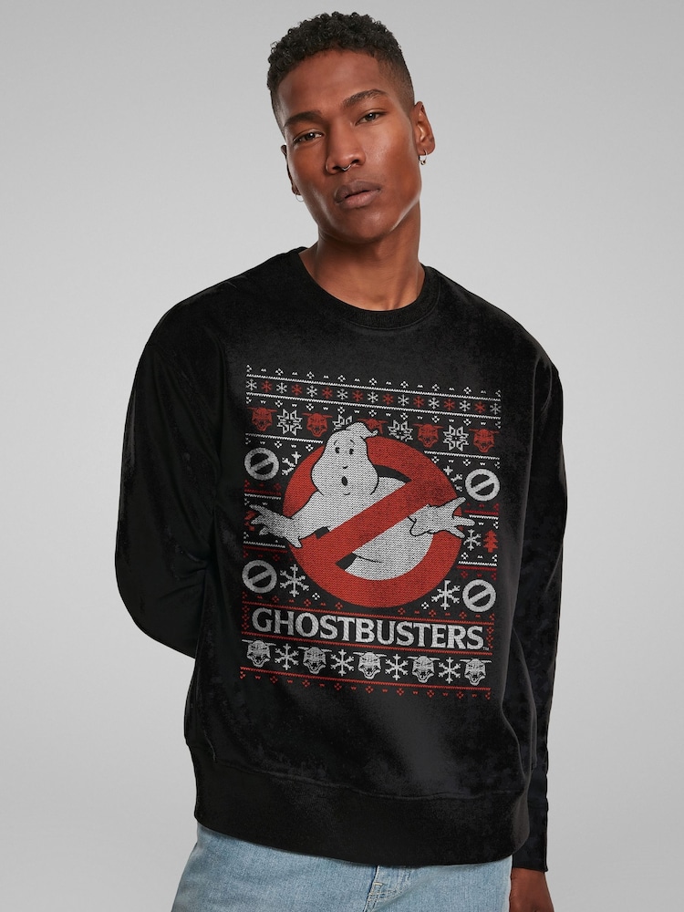 All + Every Black No Ghost Christmas Knit Mens Sweatshirt - Image 1 of 4