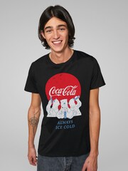All + Every Black Coca Cola Always Ice Cold Polar Bears Mens 100% Cotton T-Shirt - Image 2 of 4
