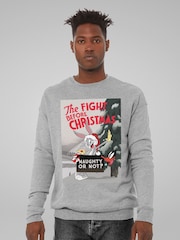 All + Every Grey Looney Tunes Christmas Bugs Bunny The Fight Before Xmas Mens Sweatshirt - Image 1 of 4