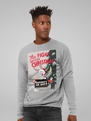 All + Every Grey Looney Tunes Christmas Bugs Bunny The Fight Before Xmas Mens Sweatshirt - Image 2 of 4