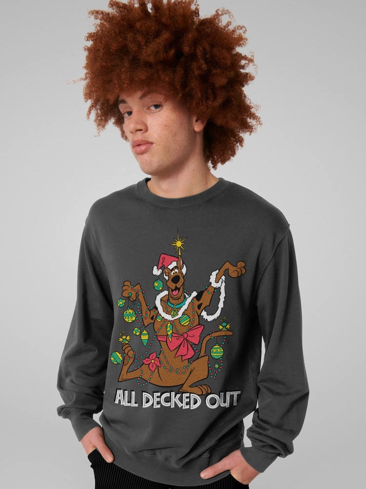 All + Every Grey Scooby Doo Christmas All Decked Out Mens Sweatshirt - Image 2 of 4