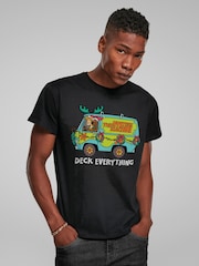All + Every Black Scooby Doo Christmas The Mystery Machine Mens 100% Cotton T-Shirt - Image 2 of 4