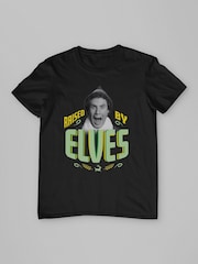 All + Every Black Elf Christmas Raised By Elves Mens 100% Cotton T-Shirt - Image 3 of 4
