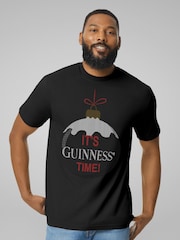 All + Every Black Guinness Christmas Bauble Its Guinness Time Mens 100% Cotton T-Shirt - Image 1 of 4