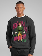All + Every Grey Christmas He's An Angry Elf Mens Sweatshirt - Image 1 of 4