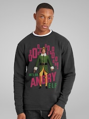 All + Every Grey Christmas He's An Angry Elf Mens Sweatshirt - Image 2 of 4