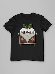 All + Every Black Mens Official Volkswagen Christmas Pudding Camper 100% Cotton T-Shirt - Image 3 of 4