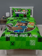 Character World Green Minecraft Block Reversible Polycotton Duvet Cover Set - Image 1 of 5