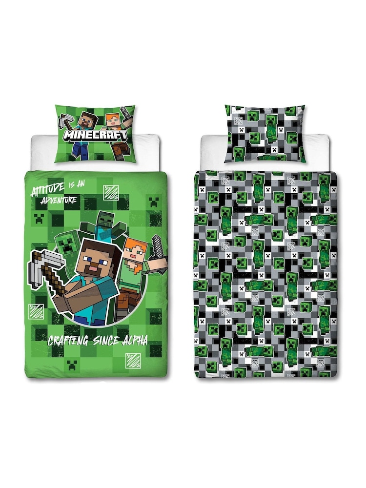 Character World Green Minecraft Block Reversible Polycotton Duvet Cover Set - Image 5 of 5