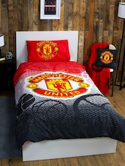 Character World Red Manchester United FC Reversible Polycotton Football Duvet Set - Image 1 of 5