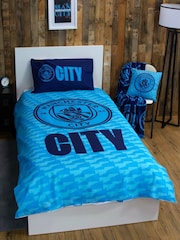 Character World Blue Manchester City FC Reversible Polycotton Duvet Cover Set - Image 1 of 5