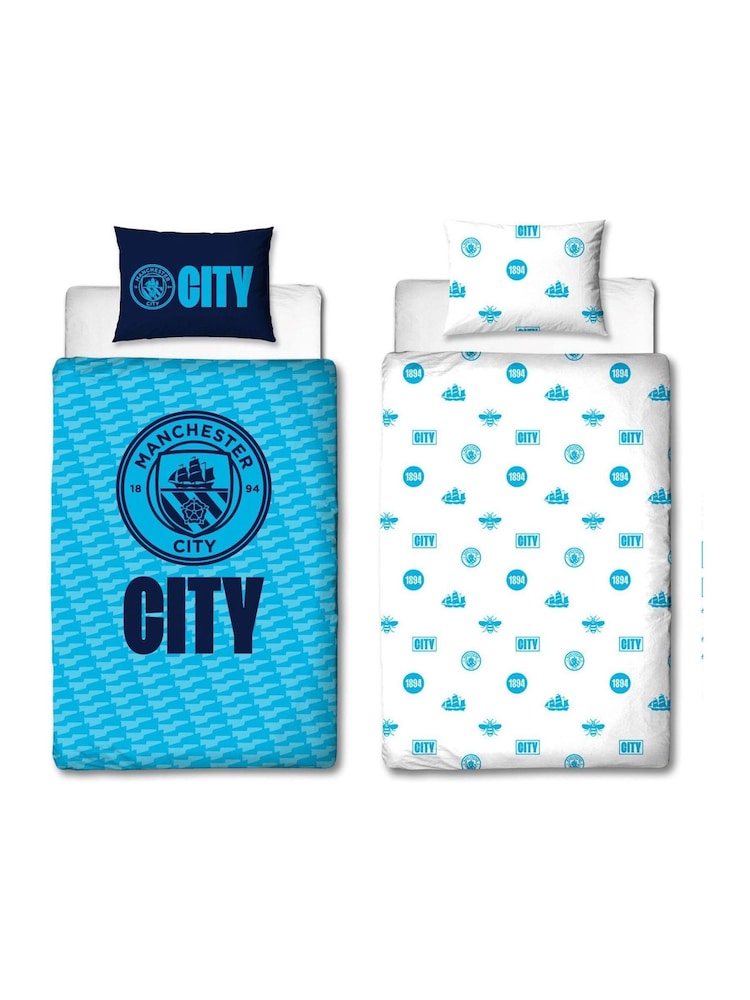 Character World Blue Manchester City FC Reversible Polycotton Duvet Cover Set - Image 5 of 5