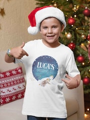 Star Editions Kids The Snowman Personalised Christmas 100% Cotton White T-Shirt - Image 1 of 4
