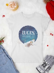 Star Editions Kids The Snowman Personalised Christmas 100% Cotton White T-Shirt - Image 3 of 4