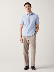Blue Regular Fit Short Sleeve Seersucker Shirt - Image 2 of 8
