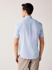 Blue Regular Fit Short Sleeve Seersucker Shirt - Image 3 of 8
