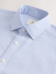 Blue Regular Fit Short Sleeve Seersucker Shirt - Image 7 of 8