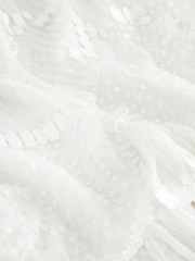 White Strappy Scalloped Sequin Mini Dress - Image 7 of 8