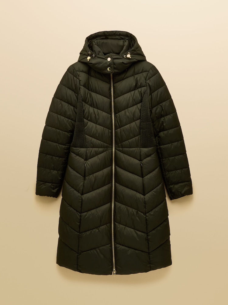 Joules Pembury Khaki Green Showerproof Longline Padded Coat with Hood - Image 10 of 10