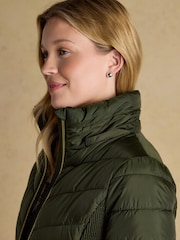 Joules Pembury Khaki Green Showerproof Longline Padded Coat with Hood - Image 7 of 10