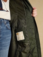 Joules Pembury Khaki Green Showerproof Longline Padded Coat with Hood - Image 9 of 10