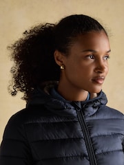 Joules Kenley Navy Showerproof Long Padded Coat with Hood - Image 3 of 9