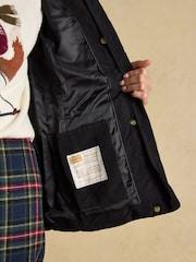 Joules Aspen Black Showerproof Padded Coat with Faux Fur Hood - Image 7 of 11
