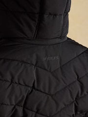 Joules Aspen Black Showerproof Padded Coat with Faux Fur Hood - Image 9 of 11
