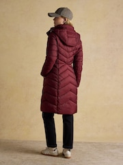 Joules Pembury Red Showerproof Longline Padded Coat with Hood - Image 2 of 10