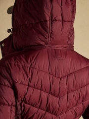 Joules Pembury Red Showerproof Longline Padded Coat with Hood - Image 7 of 10