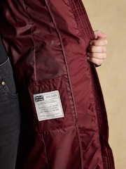 Joules Pembury Red Showerproof Longline Padded Coat with Hood - Image 9 of 10