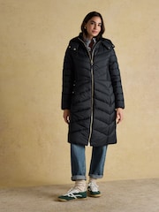 Marinha - Joules Pembury Showerproof Longline Padded Coat with Hood - Imagem 1 de 12