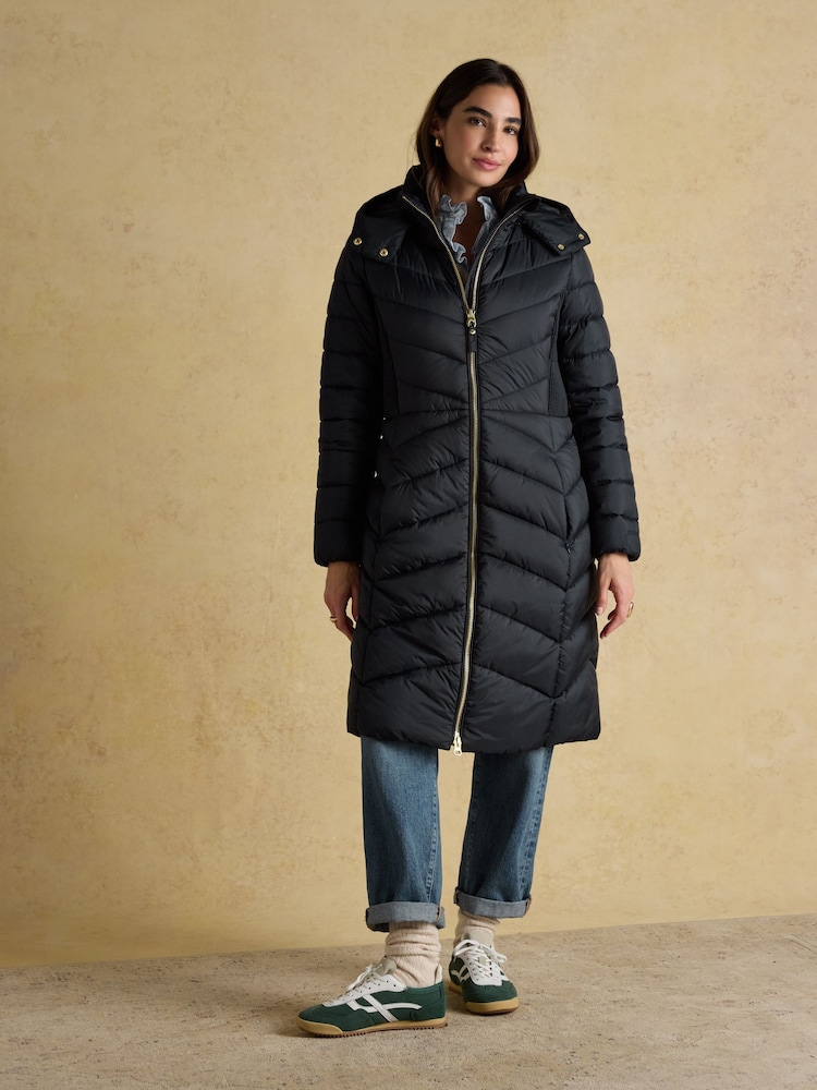 Marinha - Joules Pembury Showerproof Longline Padded Coat with Hood - Imagem 1 de 12