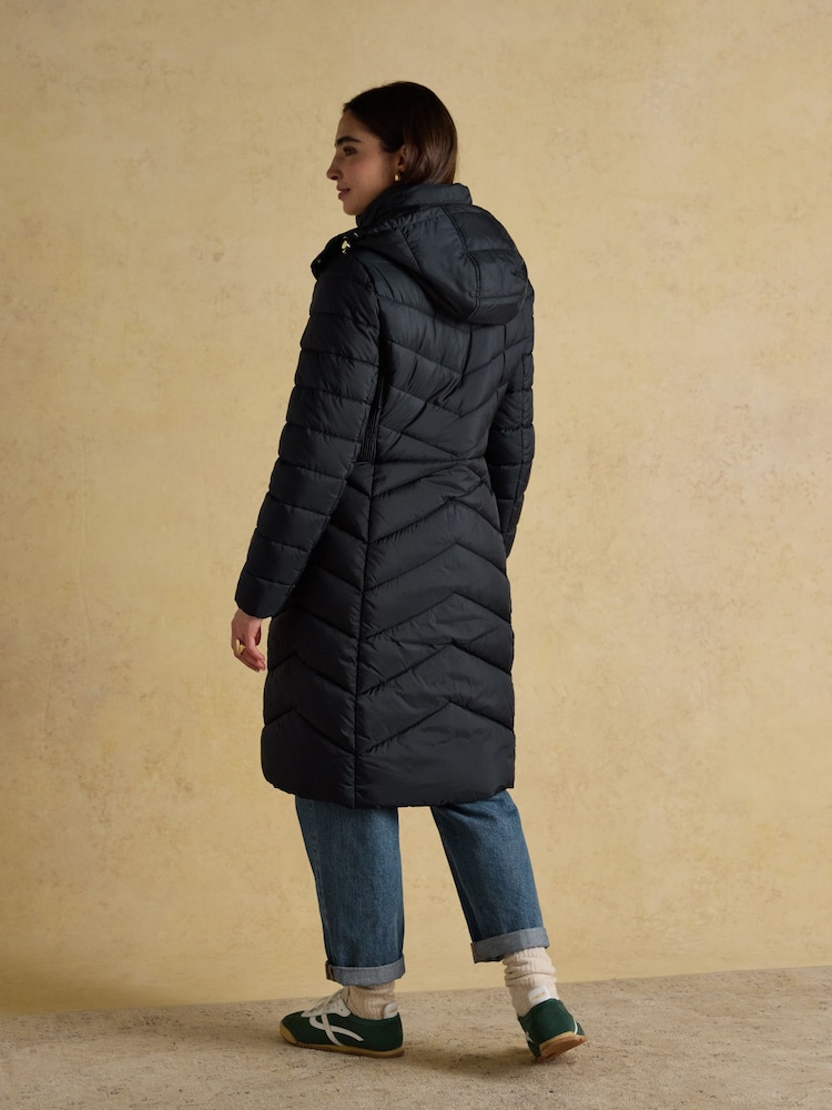 Marinha - Joules Pembury Showerproof Longline Padded Coat with Hood - Imagem 2 de 12