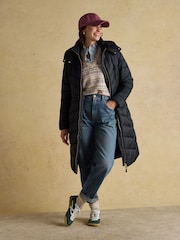Marinha - Joules Pembury Showerproof Longline Padded Coat with Hood - Imagem 3 de 12