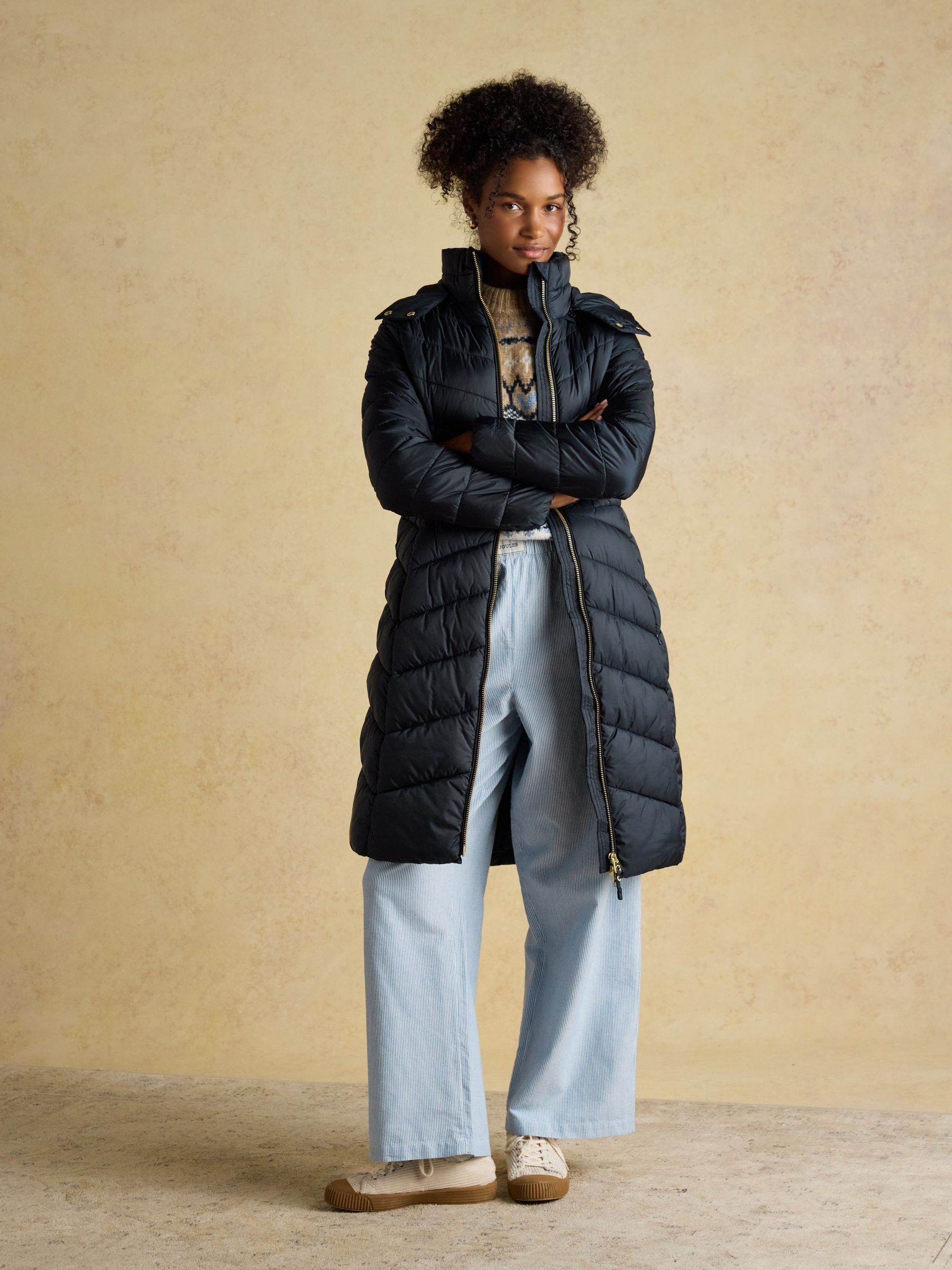 Buy Joules Pembury Navy Showerproof Longline Padded Coat with Hood