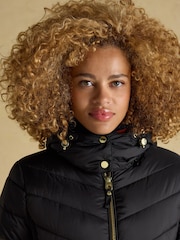 Preto - Joules Pembury Showerproof Longline Padded Coat with Hood - Imagem 4 de 10