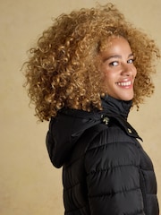 Preto - Joules Pembury Showerproof Longline Padded Coat with Hood - Imagem 6 de 10