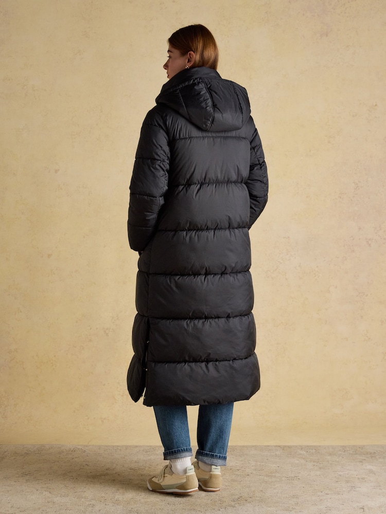 Joules Pitchside Black Longline Showerproof Padded Coat - Image 2 of 11 Joules Pitchside Black Longline Showerproof Padded Coat - Image 2 of 11