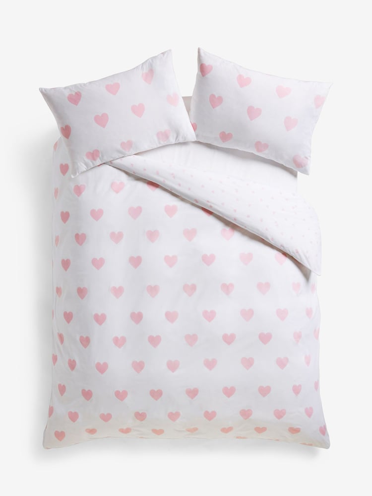 Pink Heart Reversible Duvet Cover and Pillowcase Set - Image 6 of 6