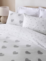 Grey Heart Reversible Duvet Cover and Pillowcase Set - Image 2 of 6