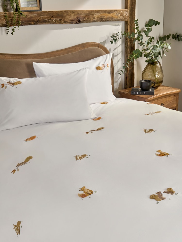 Natural Cotton Autumn Woodland Duvet Cover and Pillowcase Set - Image 1 of 5