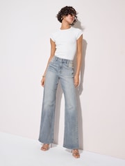 Friends Like These Bleach Denim Relaxed Wide Leg Jeans - Image 1 of 1