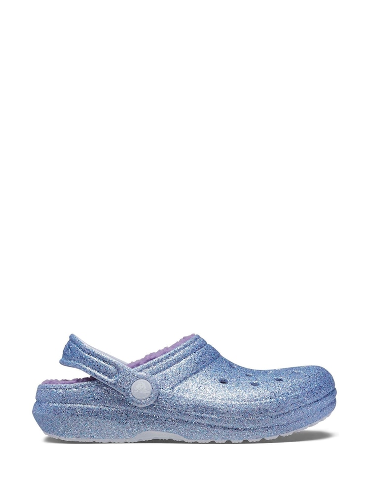 Crocs Blue Kids Classic Glitter Lined Clogs - Image 1 of 5