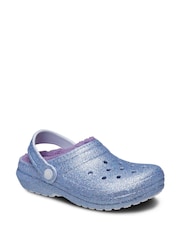Crocs Blue Kids Classic Glitter Lined Clogs - Image 2 of 5